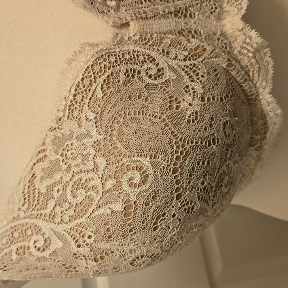 Third Love 24/7 Lace Balconette Bra Padded Underwire Cream Lace Tan sz 38E - Picture 3 of 8